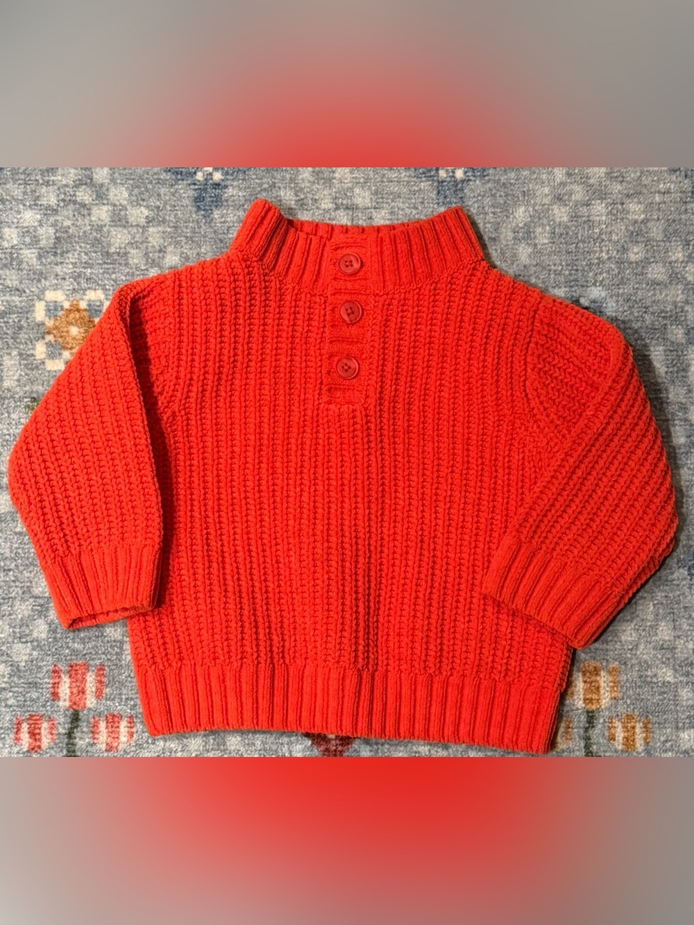 Hanna Andersson Ribbed Knit Sweater 2T Orange Red 20Button Collar